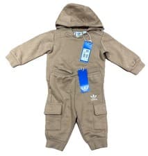 Image of Adidas Kids Hoodie Cargo Set Size 6-9 Months In Sand Colour