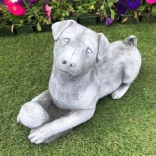 Image of Concrete Dog Statue Jack Russell With Ball Frost Protected Garden Ornament