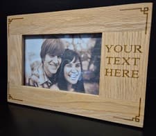 Image of SOLID OAK Personalised Wooden Photo Picture Frame Fathers Day Birthday Gift Wood