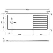 Image of Hudson Reed Grey Slate Walk-In Shower Trays with Drying Area Modern Bathroom