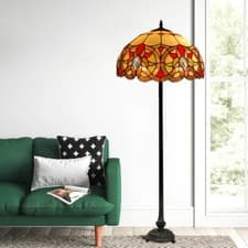 Image of 16" TIFFANY STYLE FLOOR LAMP STAINED GLASS HANDCRAFTED  PERFECT CHRISTMAS GIFT