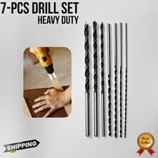 Image of 7-Piece Long HSS Wood Drill Bit Set | 300mm Deep Drilling in Softwood & MDF