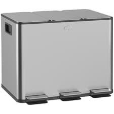 Image of HOMCOM 3 x 20L Triple Kitchen Bin Pedal Bin for Recycling and Waste
