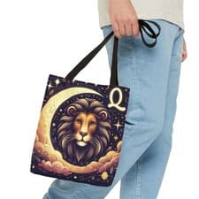 Image of Lion Moon Tote Bag | Zodiac Leo Illustration