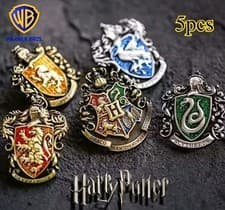 Image of Harry Potter Hogwarts House Names Enamel Pin Badges Set Of 5.