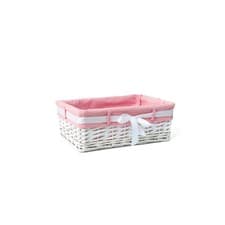 Image of White Wicker Storage Gift Hamper Lined Basket Small, Medium, Large OR Set of 3