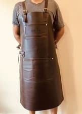 Image of Heavy Duty Genuine Leather Apron Men BBQ Butcher Welding Woodworking Blacksmith