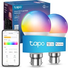 Image of Tapo Smart Bulb B22 Colour Changing 2 Pack Alexa WiFi Dimmable LED Light