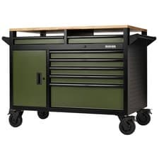 Image of BUNKER Green Roller Tool Cabinet 14 Drawer 48" Multi-Functional Workbench 08269