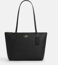 Image of NWT Coach Leather Fiona Zip Tote Bag In Gold/Black
