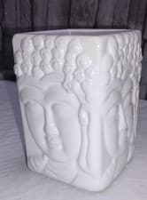 Image of Buddha Head Oil Burner ~ White Glazed Ceramic ~ Rectangle ~ New ~ 11.5cm Tall