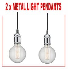 Image of 2x NORDLUX Avra Suspension Ceiling Pendant, Chrome, Silver, E27 (Worth £70!)