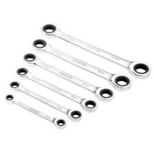 Image of Draper 6 Piece HI-TORQ® Double Ring Ratchet Spanner Set Metric 8 - 19mm 27741