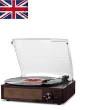 Image of Vintage Bluetooth Vinyl Record Player with Built-in Speakers & 3-Speed Options