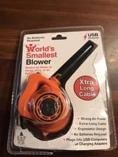 Image of World's Smallest Blower - Real, Working, Tiny, Dual Powered Leaf Blower Orange