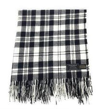 Image of 100% Wool Blanket/Throw/Rug - Scott Black & White Tartan