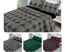 Image of Tartan Check 100% Brushed Cotton Sheets Set (Fitted & Flat Sheet + Pillowcases)