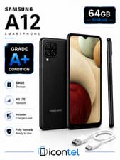 Image of Samsung Galaxy A12 64GB Black Dual SIM Android Unlocked Grade A+Mint Condition