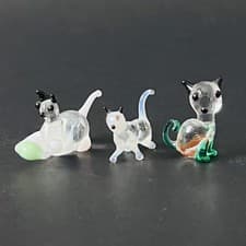 Image of Mini Hand Blown Art Glass Cat Figurine Lampwork Various Colours CHOICE