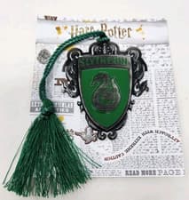 Image of NIB The Noble Collection Harry Potter Slytherin Crest Bookmark w/ Tassel
