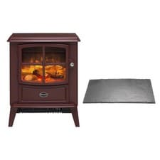 Image of Dimplex Brayford Burgundy Freestanding Electric Stove With Hearth Pad Bundle
