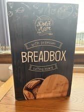Image of Dolce Mare Bread Bin Box with Bamboo Cutting Board Lid cream/white box damage 