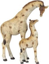 Image of Adorable Brown Resin Mother & Baby Giraffe Ornament - 14Cm X 11Cm (1 Pc.) - Char