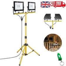 Image of LED Work Light 2x50W Twin Site Lights IP66 Tripod Flood Portable Inspection Lamp