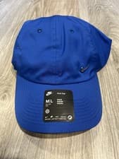 Image of Nike Dri-Fit Club Unstructured Metal Swoosh Cap - M/L - Blue