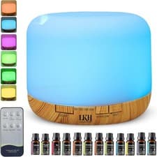 Image of Aroma Diffuser Humidifier 500ml Remote Timer USB LED Light Inc 10 Essential Oils