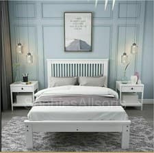 Image of White Pine Wood Ennis Country Style Wooden Slatted Posts Bed Frame 3ft Single