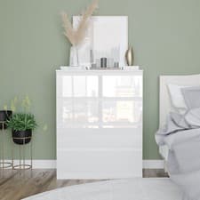 Image of Gloss 4 Drawer Skagen High Wooden Bedroom Chest Cabinet No Handle Drawer Storage