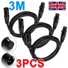 Image of 3 x 3M DMX Leads 3-Pin XLR Male to Female High Quality DJ Stage Lighting Cable