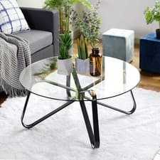 Image of 80cm Round Glass Coffee Table