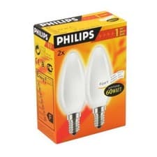 Image of 2x Philips Softone Candles 60W SES/E14 Opal Warm White 240v Dimmable