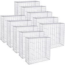 Image of SONGMICS Gabion Stone Basket Retaining Wall Wire Cage Fench privacy Galvanized