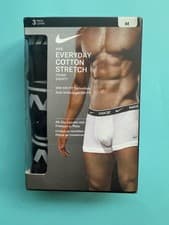 Image of Nike Men's Three Cotton Underwears Boxer Trunk 3 Pack Black Size Medium with box