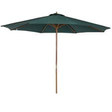 Image of Outsunny Wooden Garden Parasol with Rope Pulley Mechanism and 8 Ribs Dark Green