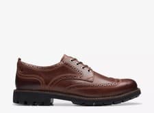 Image of Clarks Men’s Batcombe far  Dark Tan Leather Shoes Size UK 8 G / 42