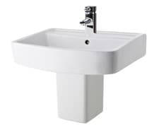 Image of Forsbrook Modern White Square 1 Tap Hole Bathroom Basin & Semi Pedestal - 520mm