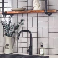 Image of Metro10x20 Tiles Flat Brick White Gloss or Satin Ceramic Wall Tile -1box 44tiles