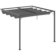 Image of Outsunny 3 x 3(m) Outdoor Pergola Retractable Canopy Wall Mounted, Grey