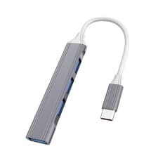 Image of 4-in-1 Type-C/USB-C Docking Station, Aluminium, 19cm, Anti-Fingerprint, Grey