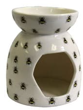 Image of Queen Bee All Over Bee Print Oil Burner Ceramic 11cm x 10cm x 10cm DP-08831