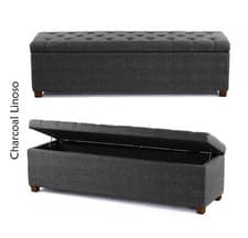 Image of Linoso Chesterfield Ottoman Storage Box with Legs, End of Bed Deep Storage Bench