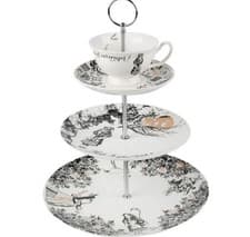 Image of Alice In Wonderland 3 Tier Tea Cup Cake Stand Fine China Dessert Plates Display