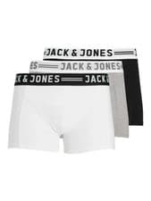 Image of Jack & Jones 3 Pack Cotton Stretch Sense Trunks - Black/White/Grey