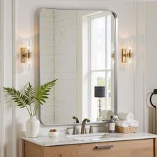 Image of Wall Mirror 50x75cm Rectangular Bathroom Bedroom Silver Metal Frame Modern