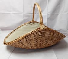 Image of Large Log Storage basket ~ Wicker ~ Lined with Cotton 65cm x 46cm
