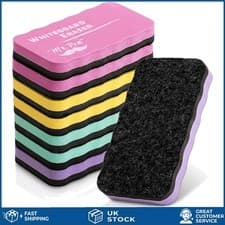 Image of Ergonomic Pastel Magnetic Erasers - 8 Pack for Quick Whiteboard Cleaning